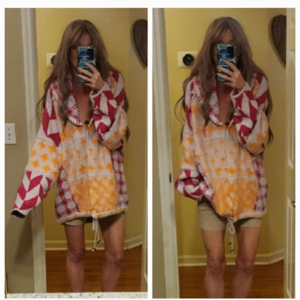 Free People Bright Optimistic Cardi Apricot Rose Combo Small *READ*